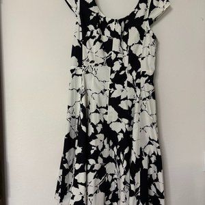 Talbots black and white print cotton dress, size 14.